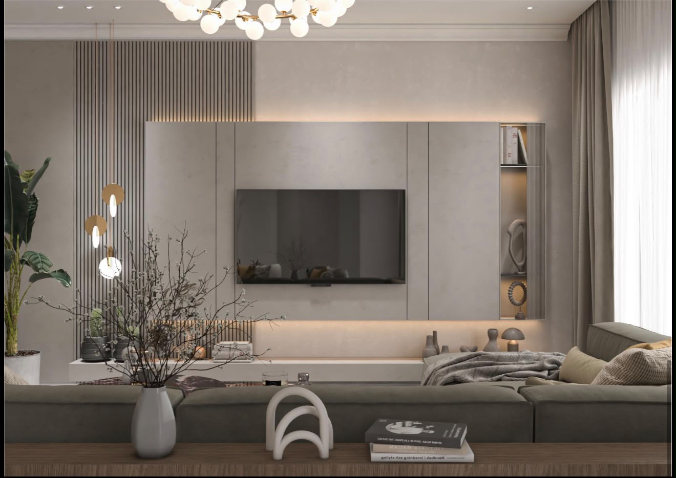 Media wall with integrated lighting