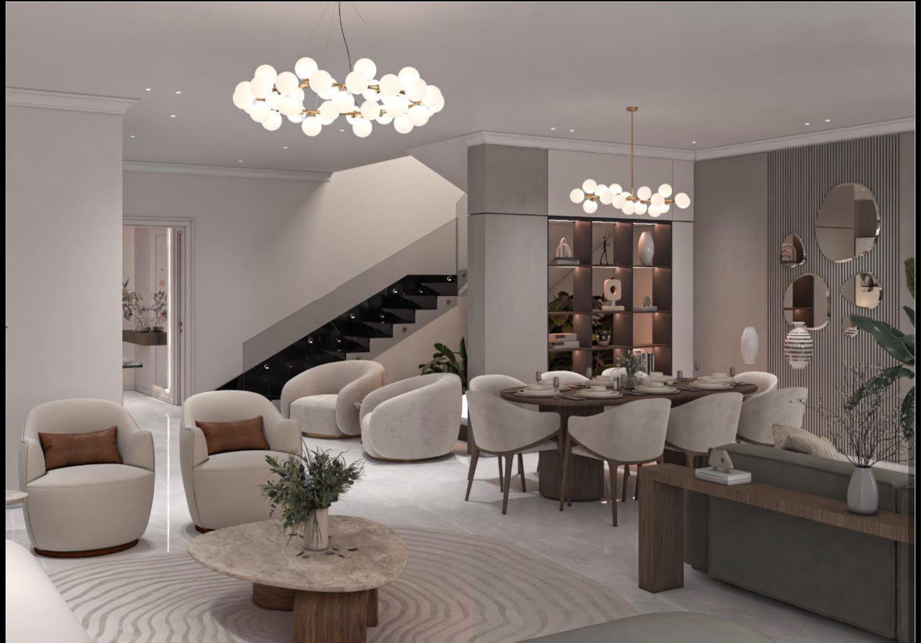 Open-plan living and dining interior